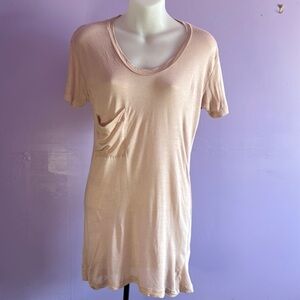 Alternative Silk Blend T-Shirt Dusty Rose Scoop Neck Short Sleeve Size L/XL